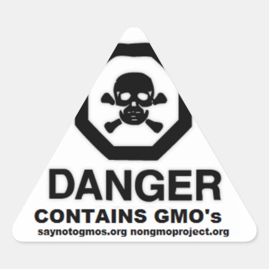 GMOステッカーGMOのプロップにノーと言う。37 三角形シール (正面)