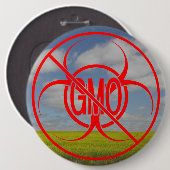 GMOボタンなし生物学的災害［有害物質］警告のGMOボタンピン 缶バッジ (正面&裏面)