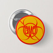 GMOボタンなし生物学的災害［有害物質］警告のGMOボタンピン 缶バッジ (正面&裏面)