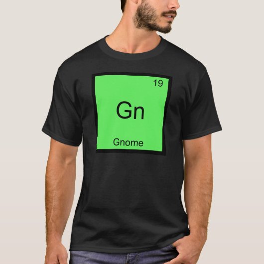 Gn - グノーム おもしろ 化学 元素記号 Tシャツ (正面)