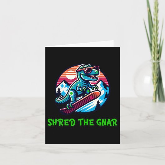 Gnarスノーボーおもしろいド恐竜TレックスWを共有 カード (正面)