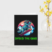 Gnarスノーボーおもしろいド恐竜TレックスWを共有 カード (黄色い花)