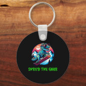 Gnarスノーボーおもしろいド恐竜TレックスWを共有 キーホルダー (正面)