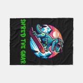 Gnarスノーボーおもしろいド恐竜TレックスWを共有 フリースブランケット (正面(横))