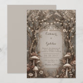 Gnarled Bronze Enchanted Forest Wood Wedding 招待状 (正面/裏面)