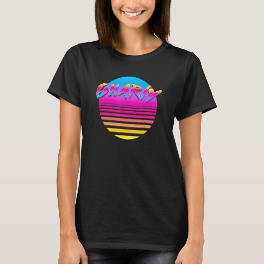 Gnarly Hot Sunレトロ80s 90sヴィンテージVaporwave Tシャツ (正面)