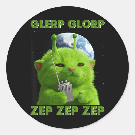 Gnarp Cat Silly Alien Cat Meme Brainrot Meme Funny ラウンドシール (正面)