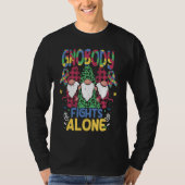 Gnobody Fights Alone Autistic Gnome Support Autism Tシャツ (正面)