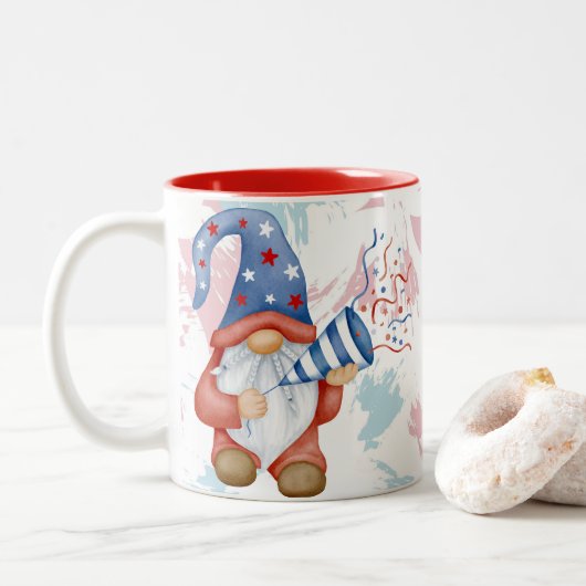 GNOME クリスマスマグ、Gnome好きのためのコーヒー ツートーンマグカップ (ドーナツ)