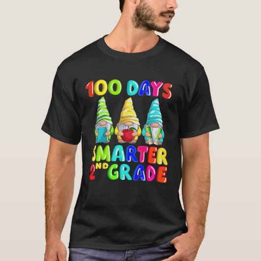 Gnome 100 days smarter 100th day Of School Second  Tシャツ (正面)