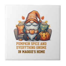 Gnome at home cosy - pumpkin design タイル