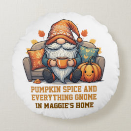 Gnome at home cosy - pumpkin design ラウンドクッション