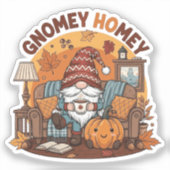 Gnome at home seasonal pumpkin design シール (正面)