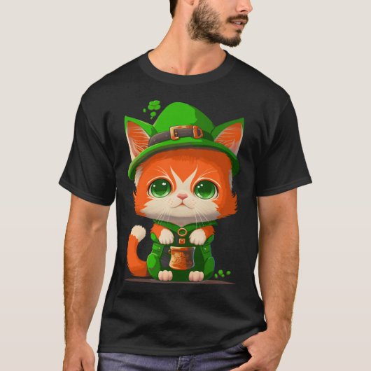 Gnome Cat St Patricks Day Kids Toddler Girl Boy Tシャツ (正面)
