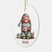 Gnome Ceramic Oval Christmas Ornament セラミックオーナメント (左)