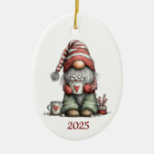 Gnome Ceramic Oval Christmas Ornament セラミックオーナメント (正面)