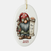 Gnome Ceramic Oval Christmas Ornament セラミックオーナメント (右)