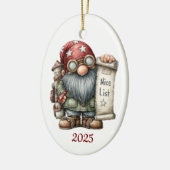 Gnome Ceramic Oval Christmas Ornament セラミックオーナメント (左)