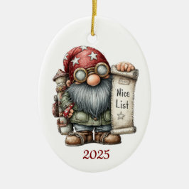Gnome Ceramic Oval Christmas Ornament セラミックオーナメント