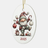 Gnome Ceramic Oval Christmas Ornament セラミックオーナメント (左)