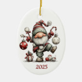 Gnome Ceramic Oval Christmas Ornament セラミックオーナメント (正面)