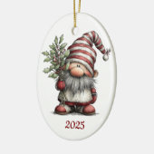 Gnome Ceramic Oval Christmas Ornament セラミックオーナメント (左)