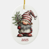 Gnome Ceramic Oval Christmas Ornament セラミックオーナメント (正面)