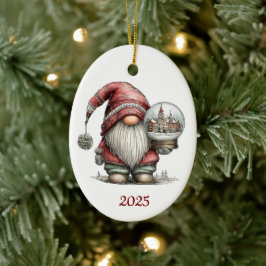 Gnome Ceramic Oval Christmas Ornament セラミックオーナメント