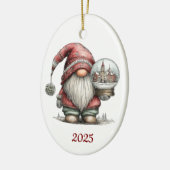 Gnome Ceramic Oval Christmas Ornament セラミックオーナメント (左)