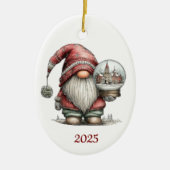 Gnome Ceramic Oval Christmas Ornament セラミックオーナメント (正面)