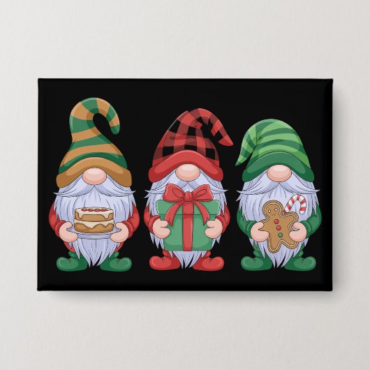 Gnome Christmas Gnomes Cute Gnomies Holidays  缶バッジ (正面)