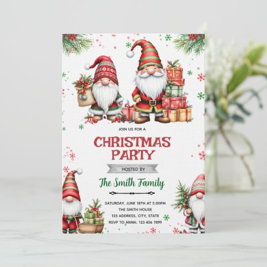 Gnome Christmas party Invitation 招待状 (スタンド正面)