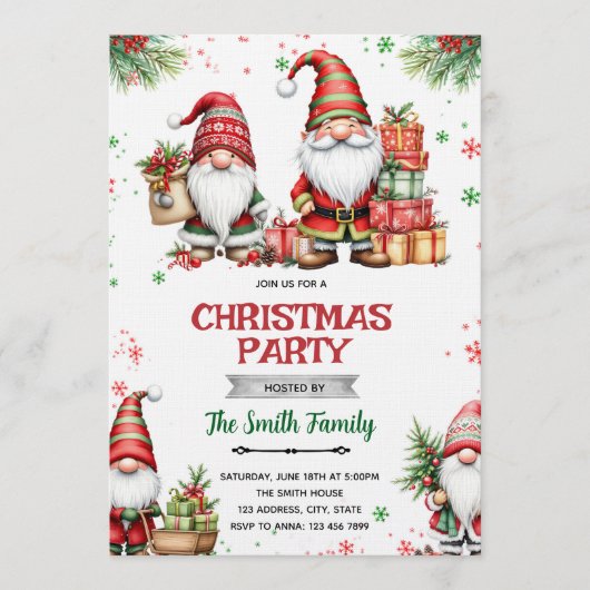 Gnome Christmas party Invitation 招待状 (正面)