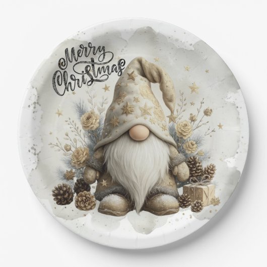 Gnome Christmas Plate ペーパープレート (正面)