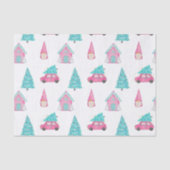 Gnome Cute Pink Peppermint Christmas Pattern  薄葉紙 (正面)