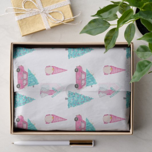 Gnome Cute Pink Peppermint Christmas Pattern  薄葉紙 (ギフト)