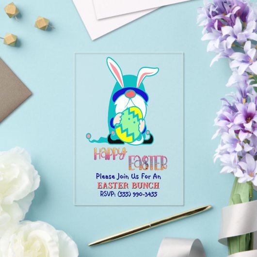 Gnome & Egg Happy Easter Brunch アクリル招待状 (インサイチュ (ウェディング))