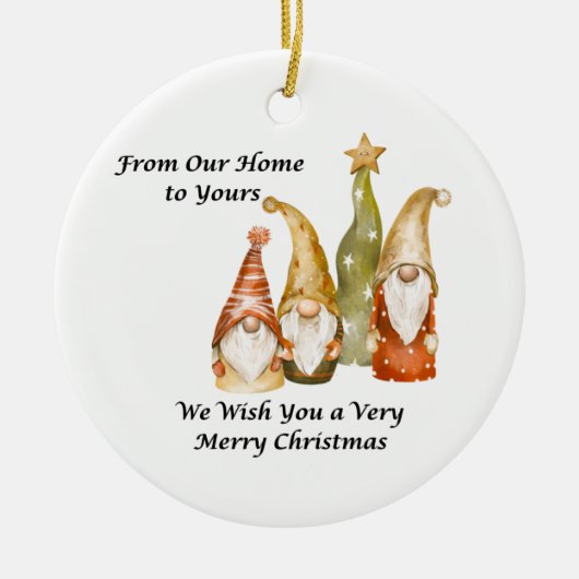 Gnome Family From Our Home to Yours on a  セラミックオーナメント (正面)