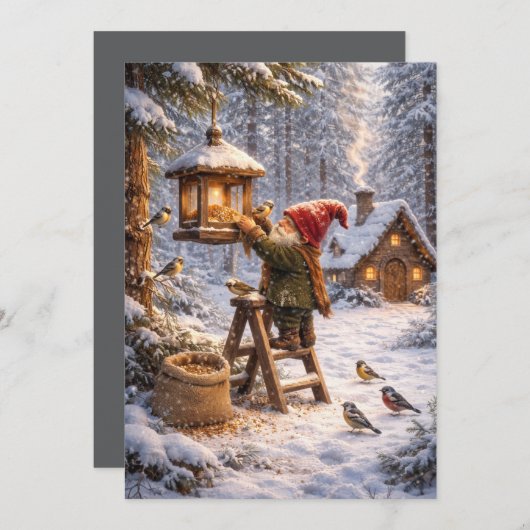 Gnome Feeding Birds シーズンカード (正面/裏面)