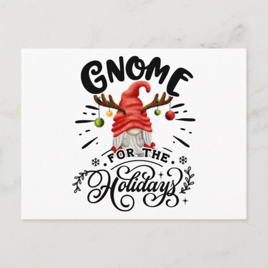 Gnome For The Holidays Christmas Gnome Antlers ポストカード (正面)