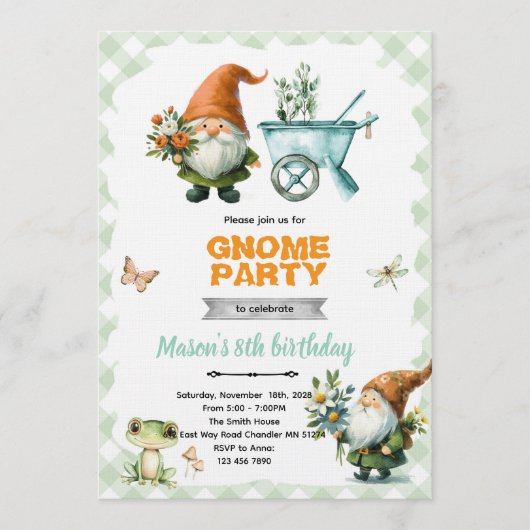 Gnome garden party invitation 招待状 (正面)