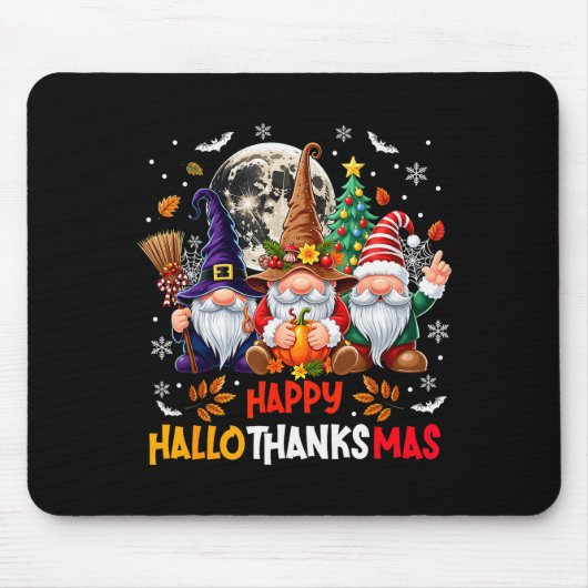 Gnome Hallothanksmas Halloween Thanksgiving Christ マウスパッド (正面)