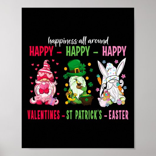 Gnome Happy Valentine St Patrick Easter Happiness  ポスター (正面)