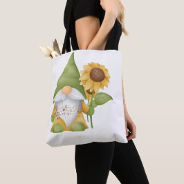 Gnome Holding a Sunflower and Notes on a Tote Bag トートバッグ