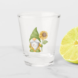 Gnome holding a Sunflower on a  ショットグラス