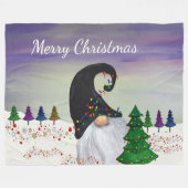 Gnome Holiday decor フリースブランケット (正面(横))