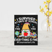 Gnome I Survived 67 Days Of School It's Fine Couns カード (黄色い花)