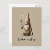 Gnome Illustration with "Warm Wishes" Text ポストカード (正面/裏面)