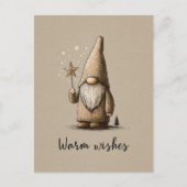 Gnome Illustration with "Warm Wishes" Text ポストカード (正面)