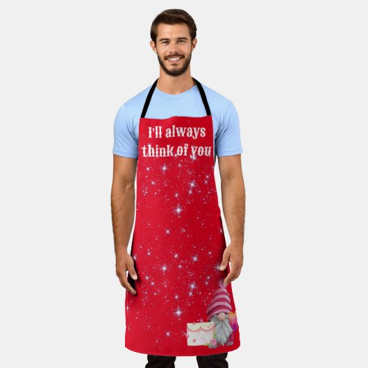 Gnome in love with rainbow heart エプロン (着用した状態)